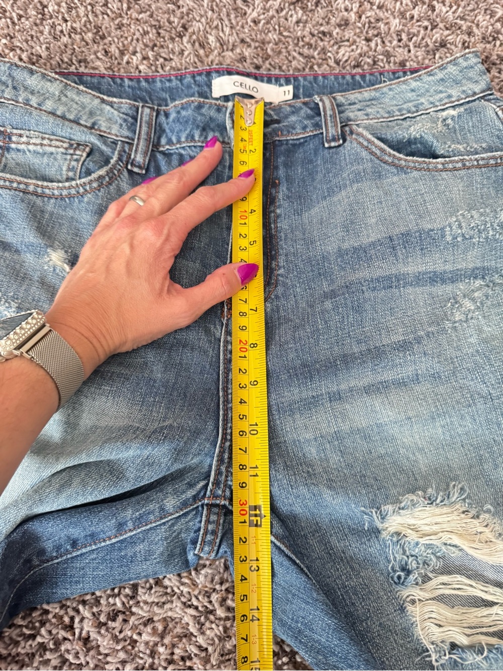 Cello Destructed Raw Hem Crop High Rise Jeans Ripped Destroyed 11 30 - Picture 9 of 10